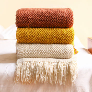 Pineapple Grid Knitted Blanket – Cozy & Stylish Sofa Throw