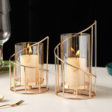 Nordic Romantic Candle Holder – Wrought Iron & Glass Ornaments