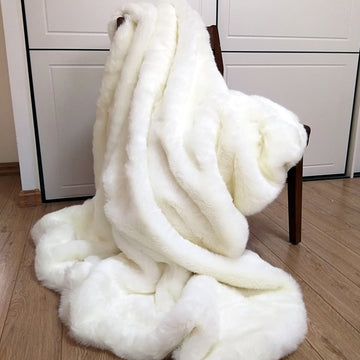 Thick Winter Plush Fur Blanket - Luxurious Rabbit Hair Texture