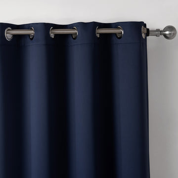 Dark Blue Blackout Curtains – Modern Printed Fabric for Bedroom Privacy