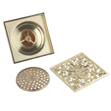 LuxeGuard Antique Brass Floor Drain