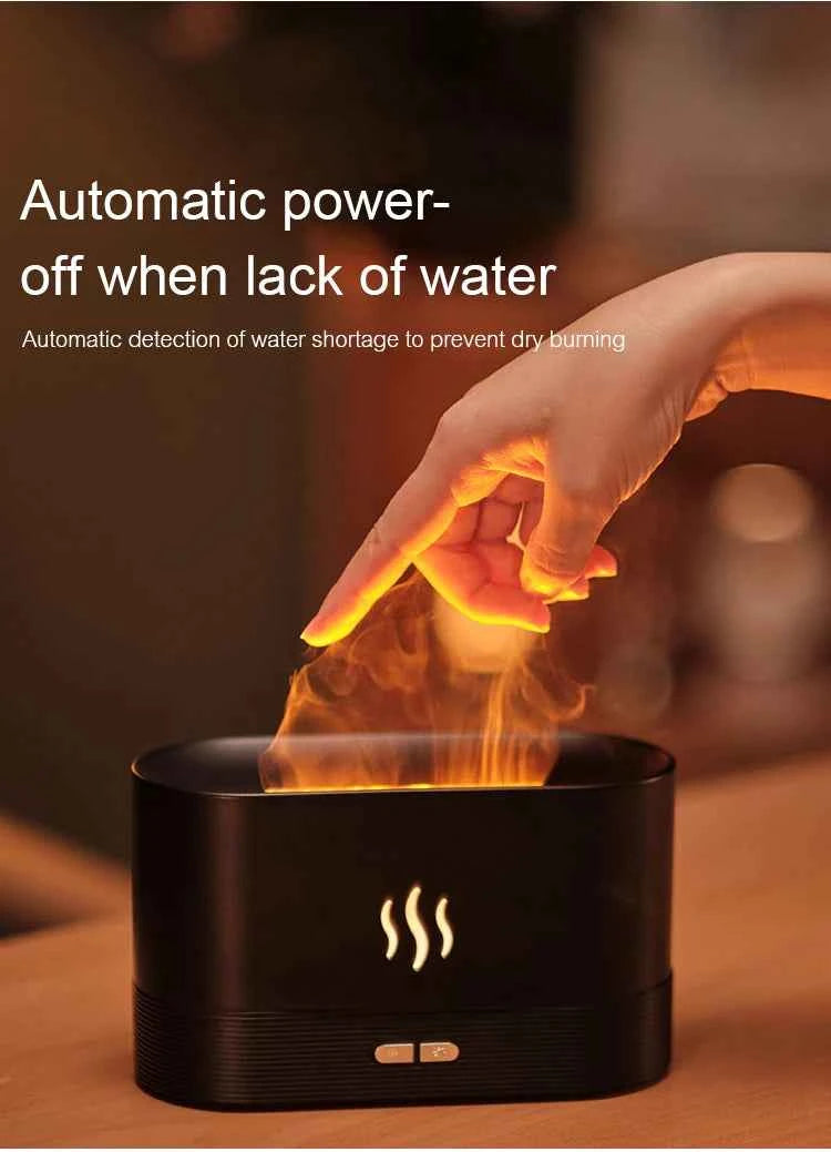 Ultrasonic Aroma Diffuser & Humidifier - LED Essential Oil Flame Lamp