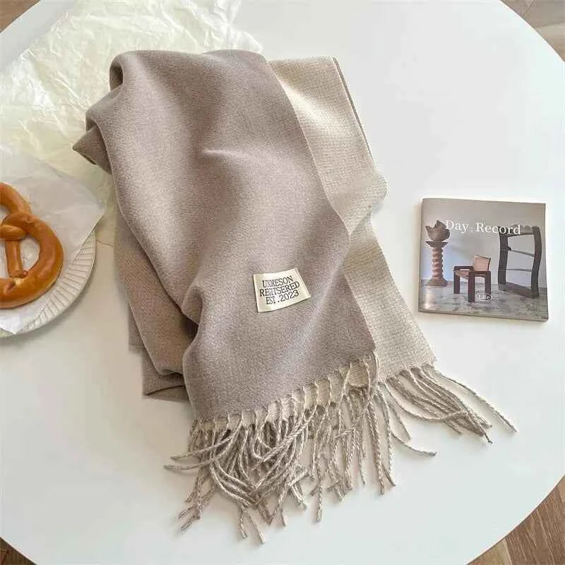 Warm Winter Cashmere Scarf – Fashionable Double-Sided Shawl Wrap
