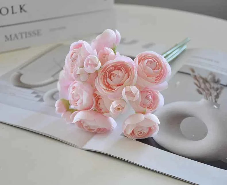 Elegant Silk Lotus Bouquet – 6-Head Artificial Flowers for Weddings & Decor