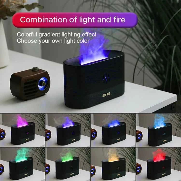 Ultrasonic Aroma Diffuser & Humidifier - LED Essential Oil Flame Lamp