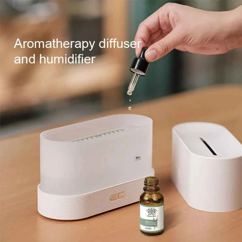 Ultrasonic Aroma Diffuser & Humidifier - LED Essential Oil Flame Lamp