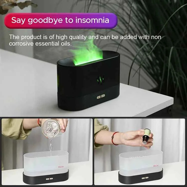 Ultrasonic Aroma Diffuser & Humidifier - LED Essential Oil Flame Lamp