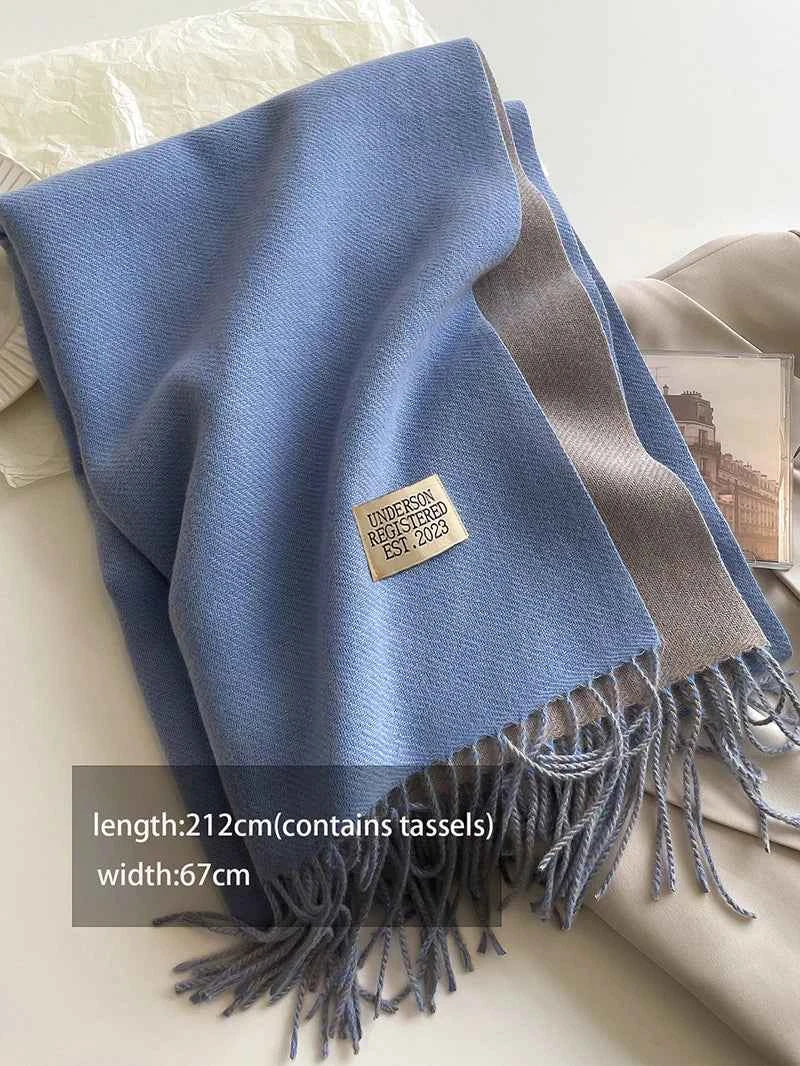 Warm Winter Cashmere Scarf – Fashionable Double-Sided Shawl Wrap