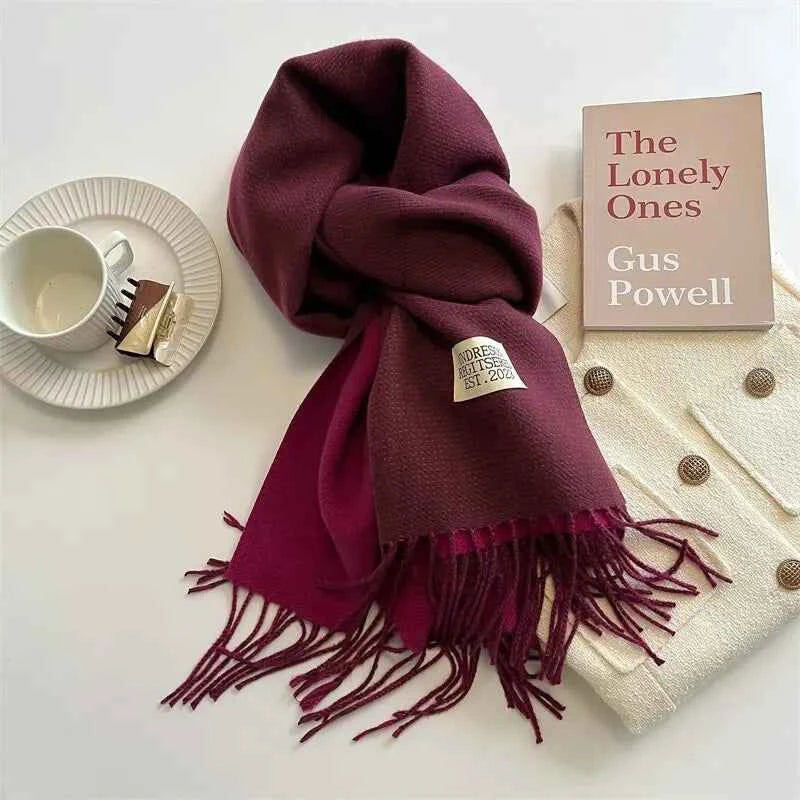 Warm Winter Cashmere Scarf – Fashionable Double-Sided Shawl Wrap