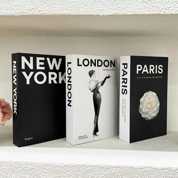 Fashion City Decorative Fake Books – Paris, London, New York Display