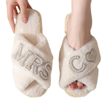 Women's Fleece-Lined Cross-Band Slippers – Plush & Non-Slip Comfort