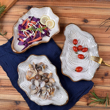 Shaped Porcelain Shell Plate – Elegant Irregular Design