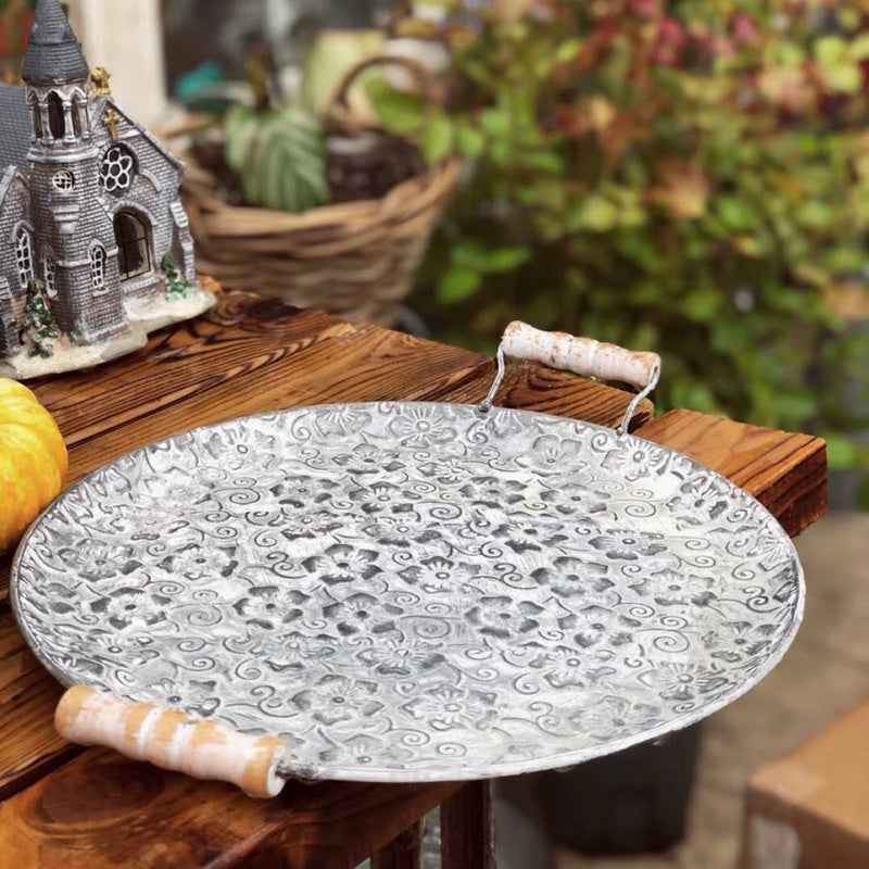 Round Wrought Iron Storage Tray – Stylish & Versatile Organizer