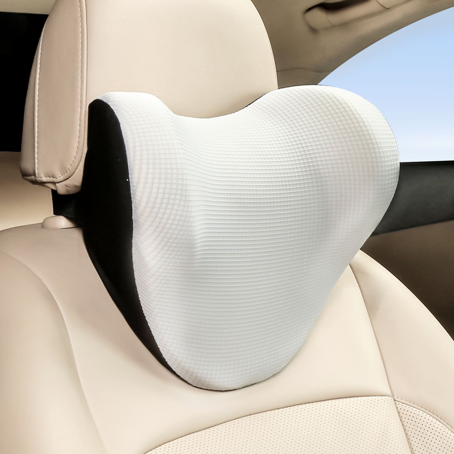 Ice Silk Memory Foam Car Neck Pillow – Breathable Support for Comfortable Travel