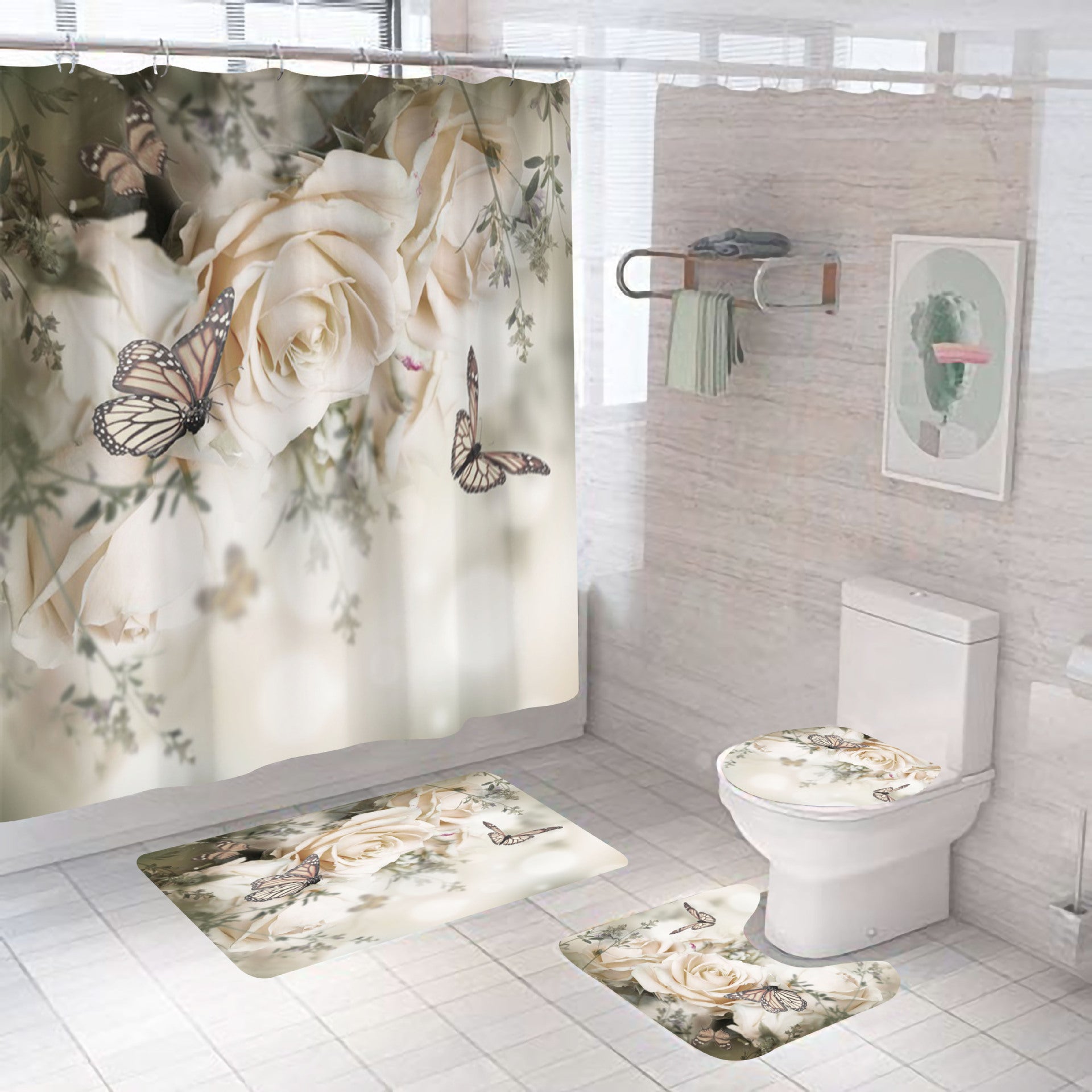 Digital Printing Waterproof Polyester Bathroom Set