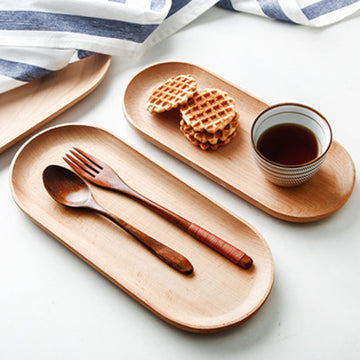 Oval Wooden Serving Plate – Minimalist Beechwood Design