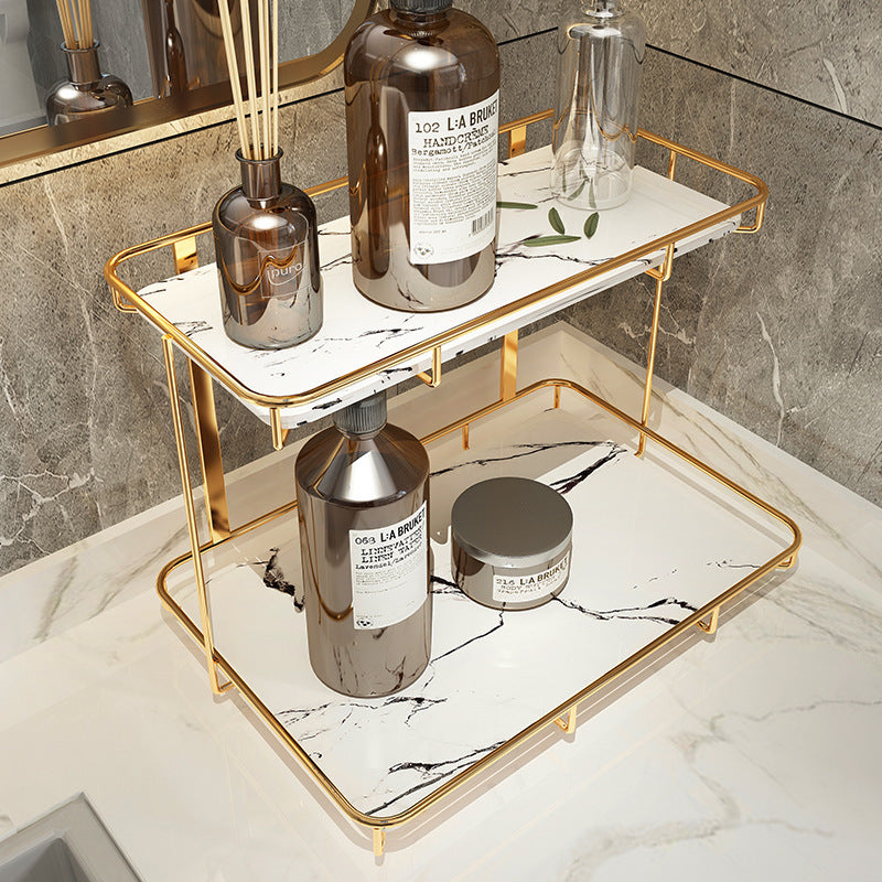 Light Luxury Bathroom Shelf – Two-Tier Multipurpose Organizer