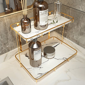 Light Luxury Bathroom Shelf – Two-Tier Multipurpose Organizer