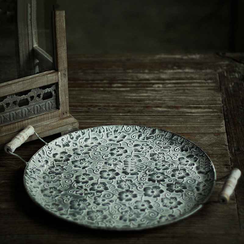 Round Wrought Iron Storage Tray – Stylish & Versatile Organizer