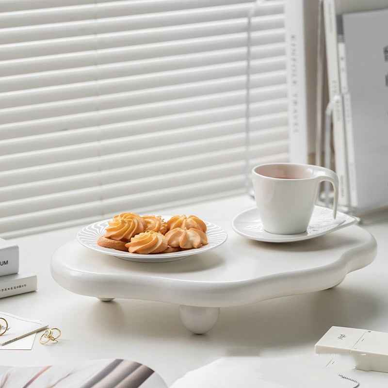 Cloudscape Geometric Wooden Tray – Unique Decorative Organizer