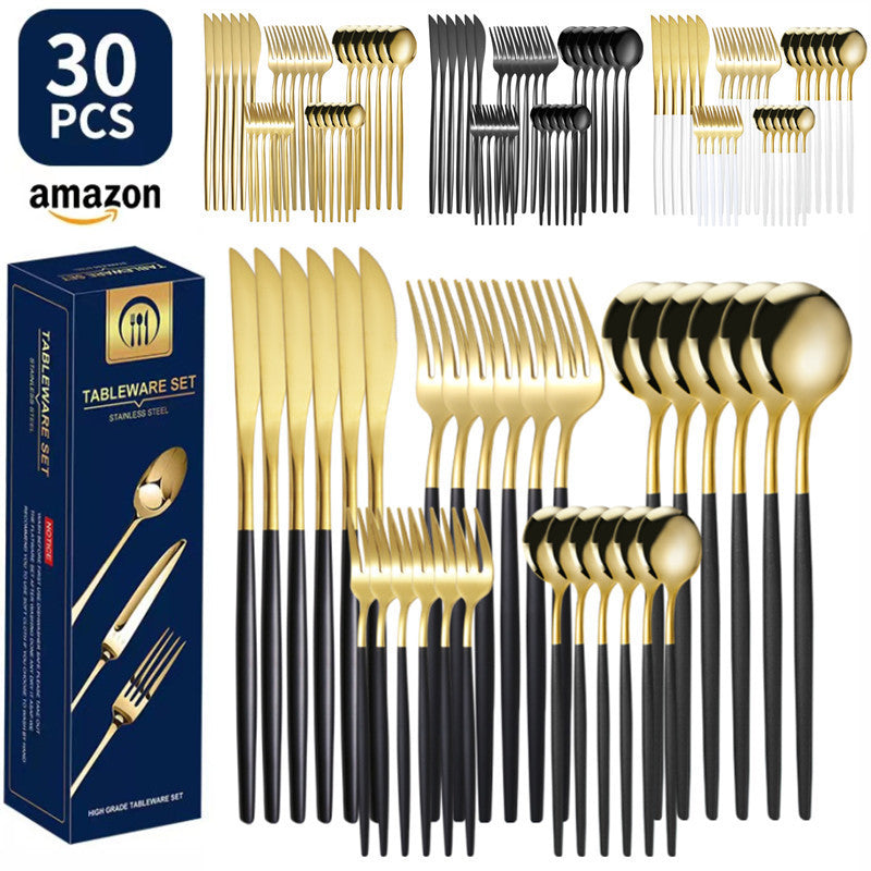 30-Piece Stainless Steel Cutlery Set – Elegant Dining Essentials