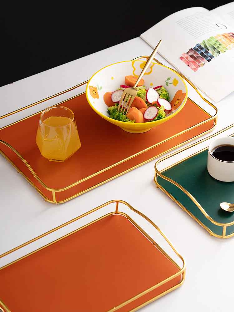 Modern Iron Tea Tray – Elegant Storage for Cups & Essentials