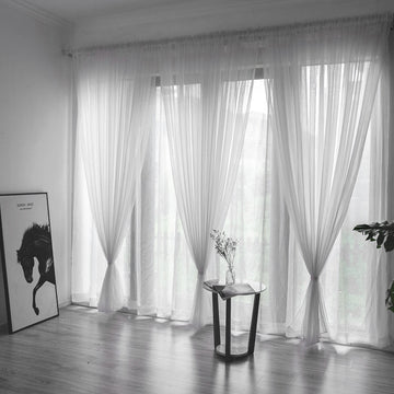 Solid Color Glass Mesh Curtains - Punch-Free and Transparent