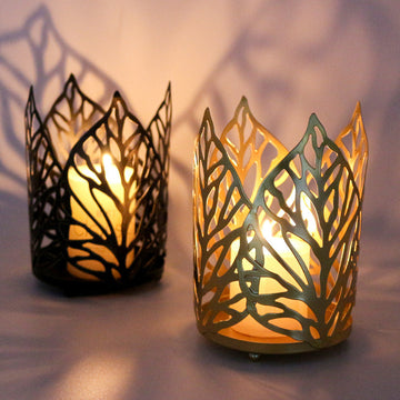 Nordic Wrought Iron Hollow Leaf Candle Holder – Elegant Home Décor