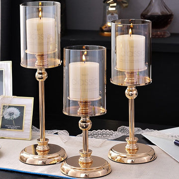 Champagne Metal Candle Holder – Light Luxury Elegance