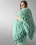 Hand Knitted Thick Yarn Wool-like Polyester Knitted Blanket