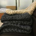 Hand Knitted Thick Yarn Wool-like Polyester Knitted Blanket