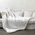 Hand Knitted Thick Yarn Wool-like Polyester Knitted Blanket