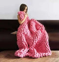 Hand Knitted Thick Yarn Wool-like Polyester Knitted Blanket
