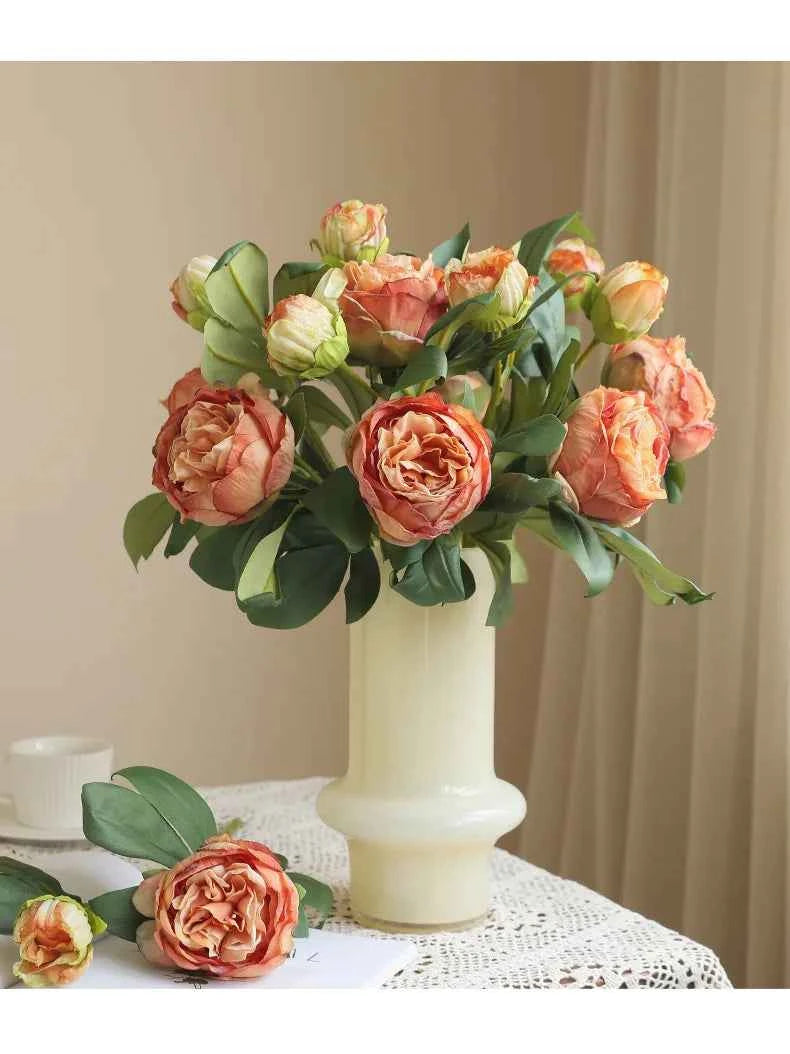 Elegant Silk Peony Stems – 2-Head Artificial Flowers for Décor