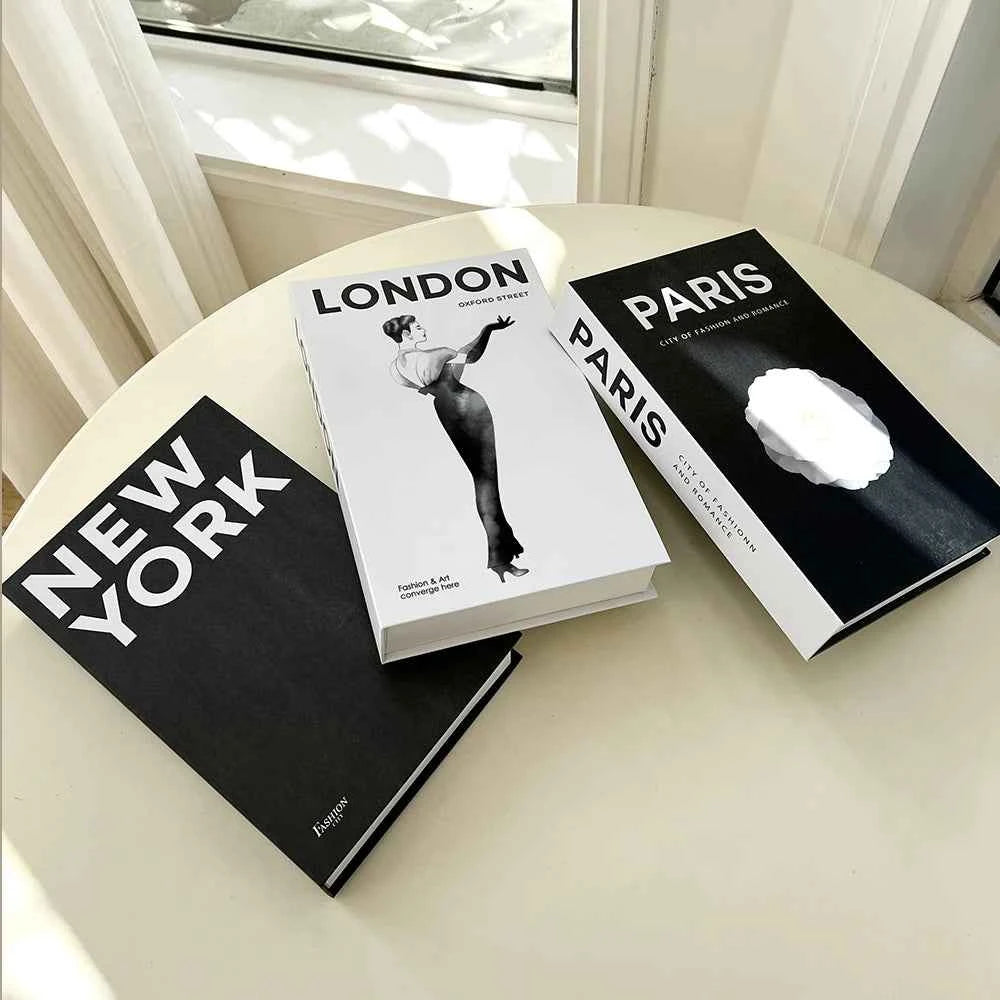 Fashion City Decorative Fake Books – Paris, London, New York Display