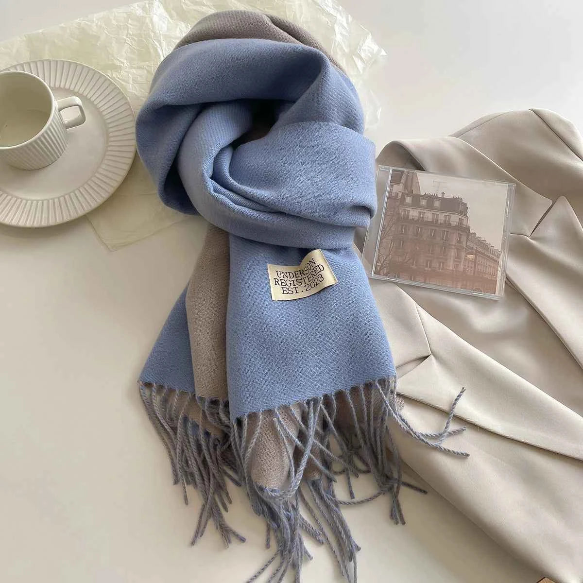 Warm Winter Cashmere Scarf – Fashionable Double-Sided Shawl Wrap