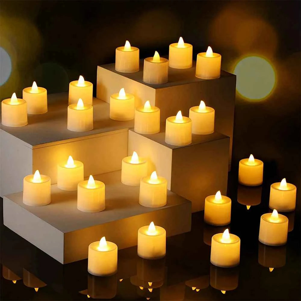 Heart-Shaped Flameless LED Tealight Candles - Battery Powered Home & Party Decor