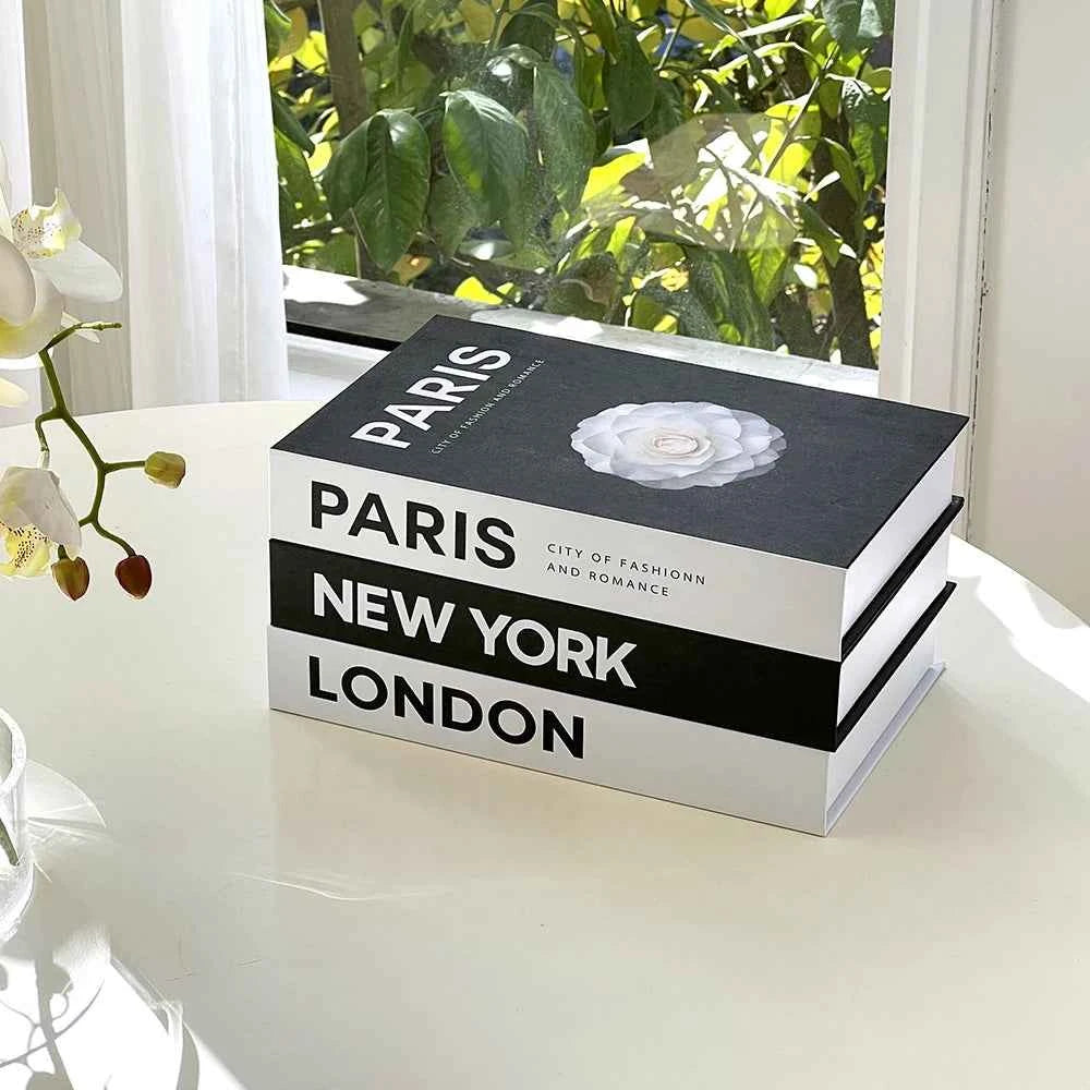 Fashion City Decorative Fake Books – Paris, London, New York Display