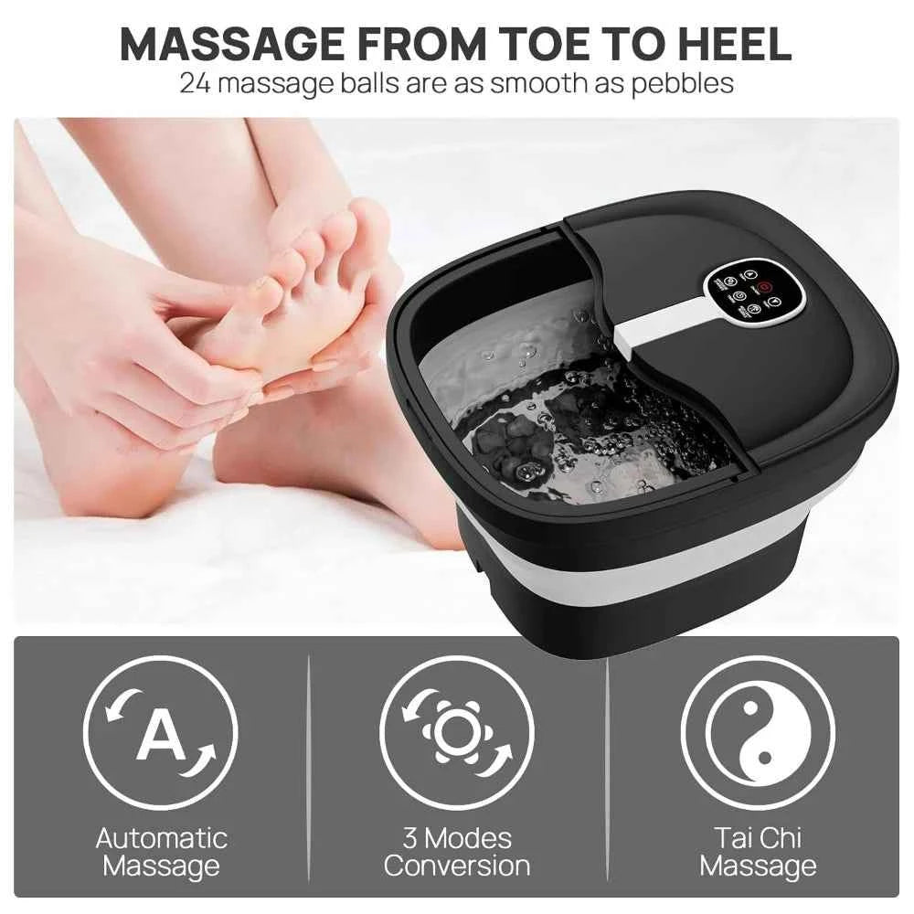 Collapsible Electric Foot Spa – Shiatsu Massage with Heat & Bubbles