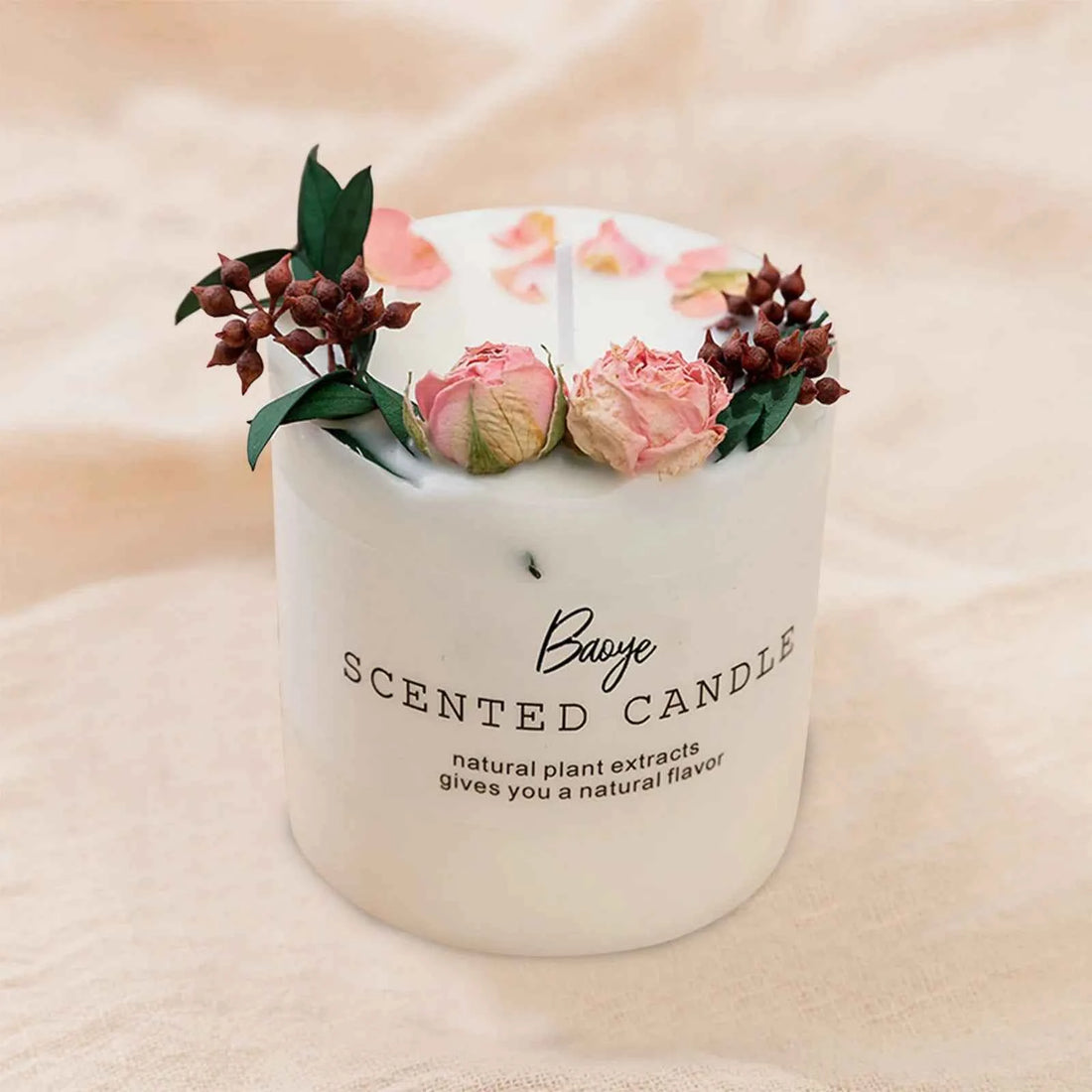 Organic Soy Wax Scented Candle - Handmade with Dried Flowers & Pure Oils