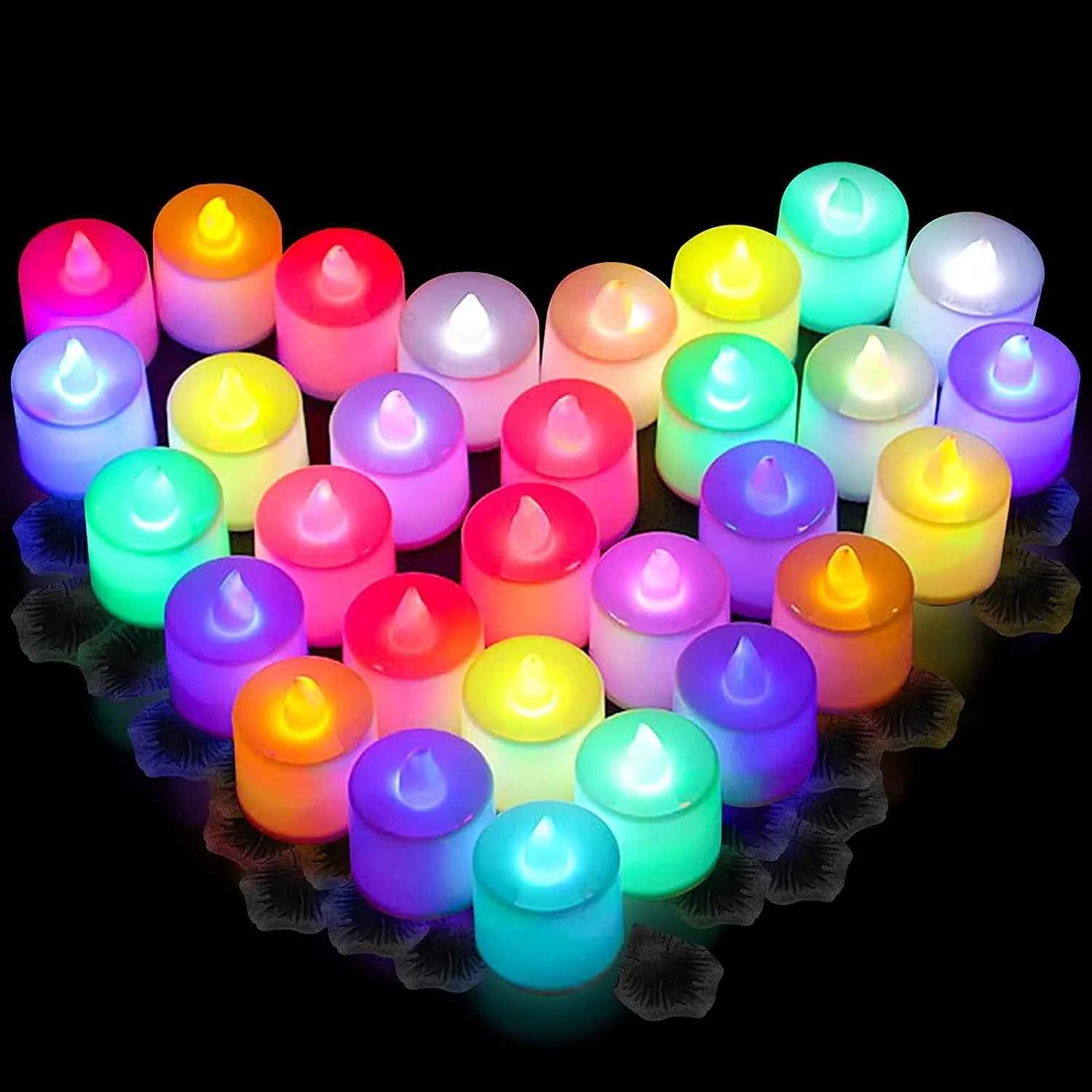 Heart-Shaped Flameless LED Tealight Candles - Battery Powered Home & Party Decor