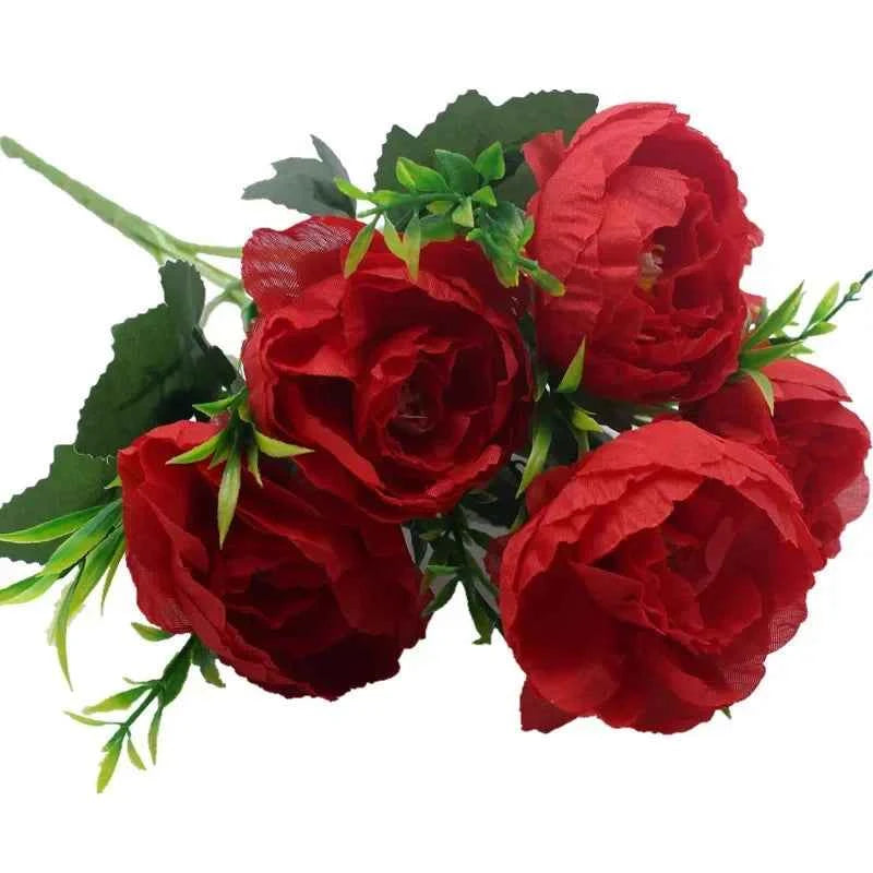 Autumn Silk Peony Bouquet – 6-Head Artificial Flowers