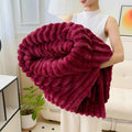 Soft Fluffy Wide Striped Blanket - Plush Throw for Bed & Sofa