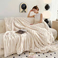 Soft Fluffy Wide Striped Blanket - Plush Throw for Bed & Sofa