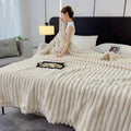 Soft Fluffy Wide Striped Blanket - Plush Throw for Bed & Sofa