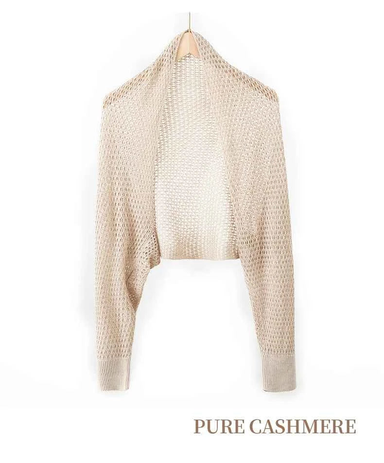Spring Silk Cashmere Shawl – Lightweight Openwork Wrap with Sleeves