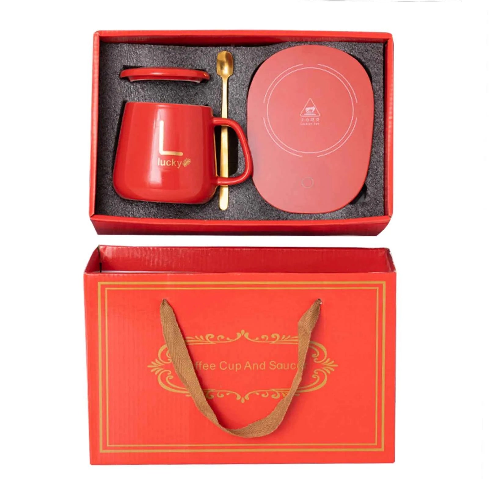 Smart Coffee Mug Warmer – 400ML Electric Heating Ceramic Cup Set