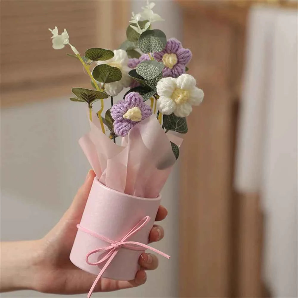 Cozy Hand-Knitted Wool Bouquet – Timeless Handmade Decor