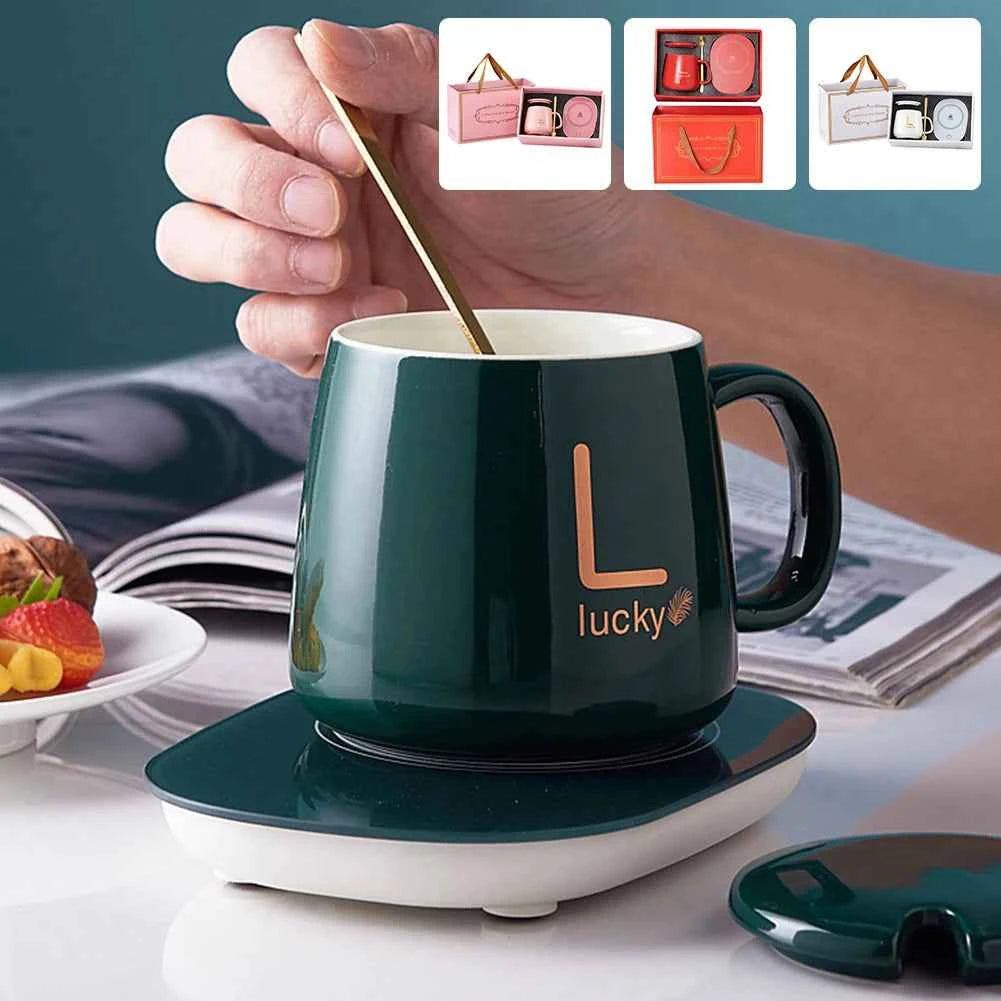 Smart Coffee Mug Warmer – 400ML Electric Heating Ceramic Cup Set