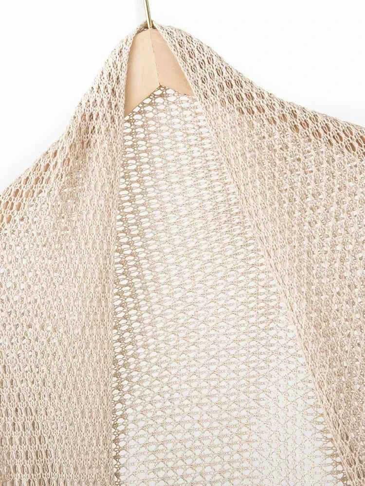 Spring Silk Cashmere Shawl – Lightweight Openwork Wrap with Sleeves
